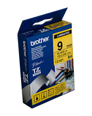 Brother TZe621 Labelling Tape 9mm x 8m Black on Yellow