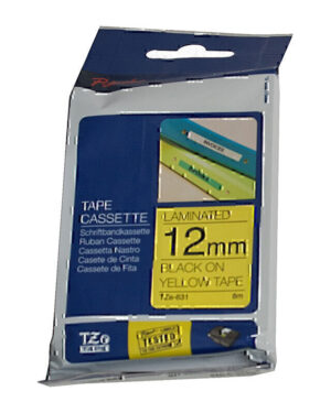 Brother TZe631 Labelling Tape 12mm x 8m Black on Yellow