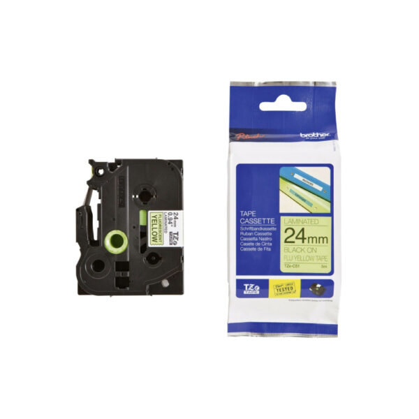 Brother TZeC51 Labelling Tape 24mm x 5m Black on Fluoro Yellow