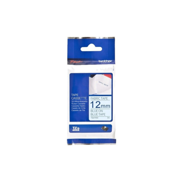 Brother TZeFA53 Fabric Tape 12mm x 3m Blue on Blue