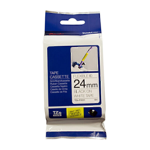 Brother TZeFX251 Flexible Tape 24mm x 8m Black on White
