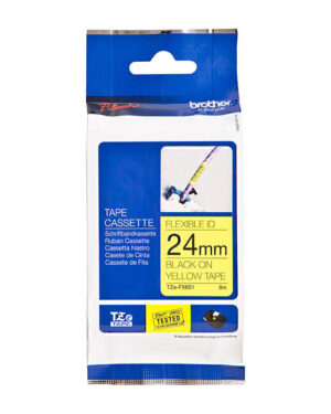 Brother TZeFX651 Flexible Tape 24mm x 8m Black on Yellow