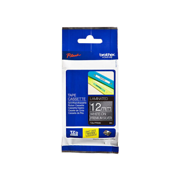 Brother TZePR935 Label Tape 12mm x 4m White on Silver