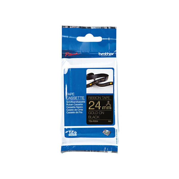 Brother TZeR354 Labelling Tape 24mm x 4m Gold on Black