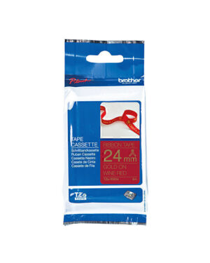 Brother TZeRW54 Labelling Tape 24mm x 4m Gold on Wine Red