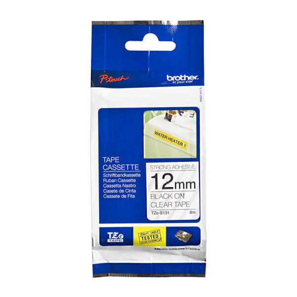 Brother TZeS131 Labelling Tape 12mm x 8m Black on Clear