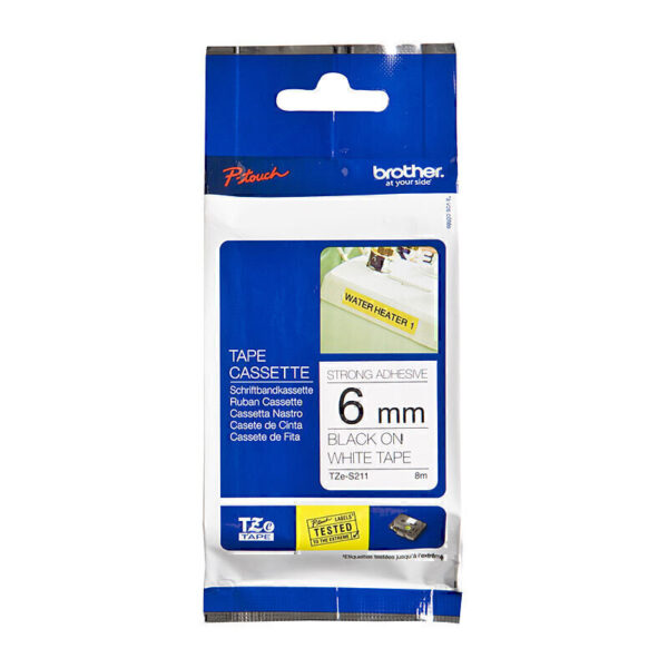 Brother TZeS211 Labelling Tape 6mm x 8m Black on White