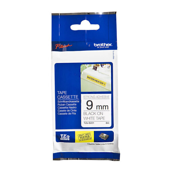 Brother TZeS221 Labelling Tape 9mm x 8m Black on White