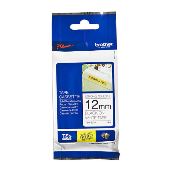 Brother TZeS231 Labelling Tape 12mm x 8m Black on White