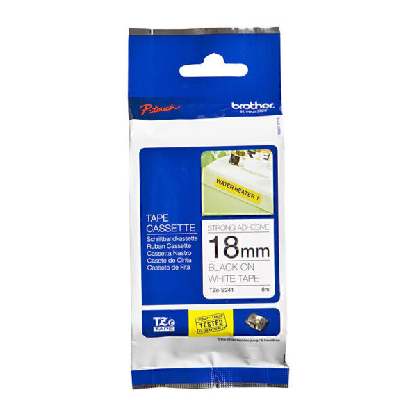 Brother TZeS241 Labelling Tape 18mm x 8m Black on White