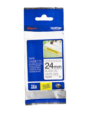 Brother TZeS251 Labelling Tape 24mm x 8m Black on White