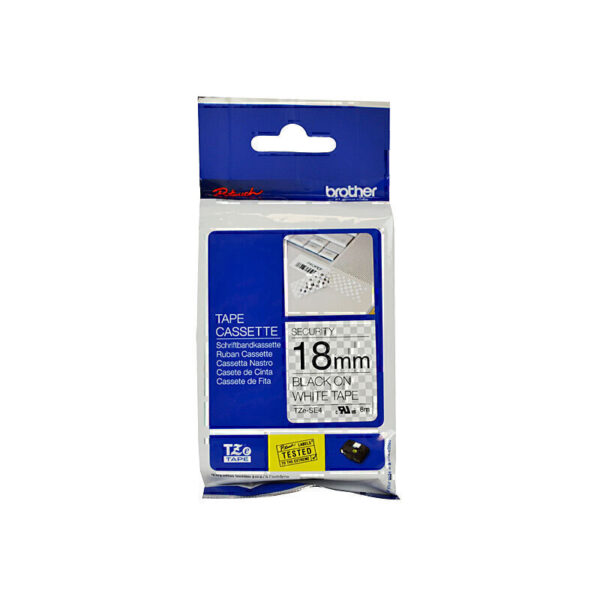 Brother TZeSE4 Labelling Tape 18mm x 8m Black on White