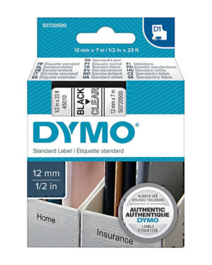Dymo D1 Blk on Clr 12mmx7m Tape