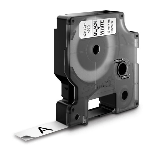 Dymo D1 Blk on Wht 12mmx7m Tape - Image 2