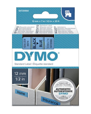 Dymo D1 Blk on Blue 12mmx7m Tape