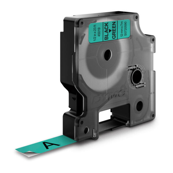 Dymo D1 Blk on Grn 12mmx7m Tape - Image 2