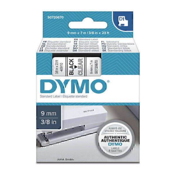 Dymo D1 Blk on Clr 9mm x7m Tape