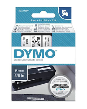 Dymo D1 Blk on Wht 9mm x7m Tape