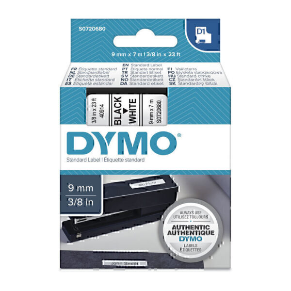 Dymo D1 Blk on Wht 9mm x7m Tape