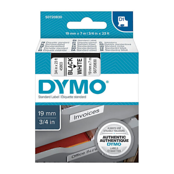 Dymo D1 Blk on Wht 19mmx7m Tape