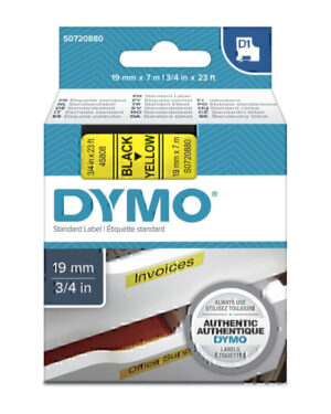 Dymo D1 Blk on Yell 19mmx7m Tape
