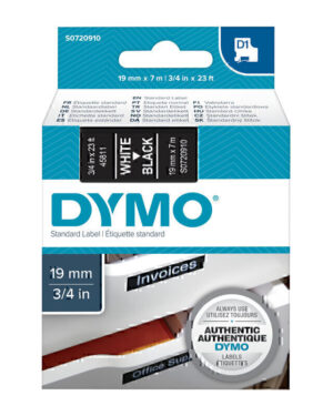 Dymo D1 Wht on Blk 19mmx7m Tape