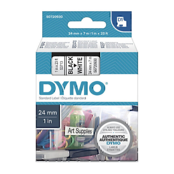 Dymo D1 Blk on Wht 24mmx7m Tape