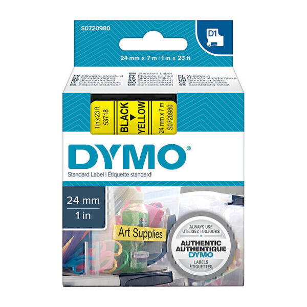 Dymo D1 Blk on Yell 24mmx7m Tape