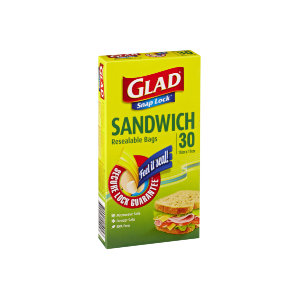 Glad Snaplock Reseal Sandwich Bags 30 Pack