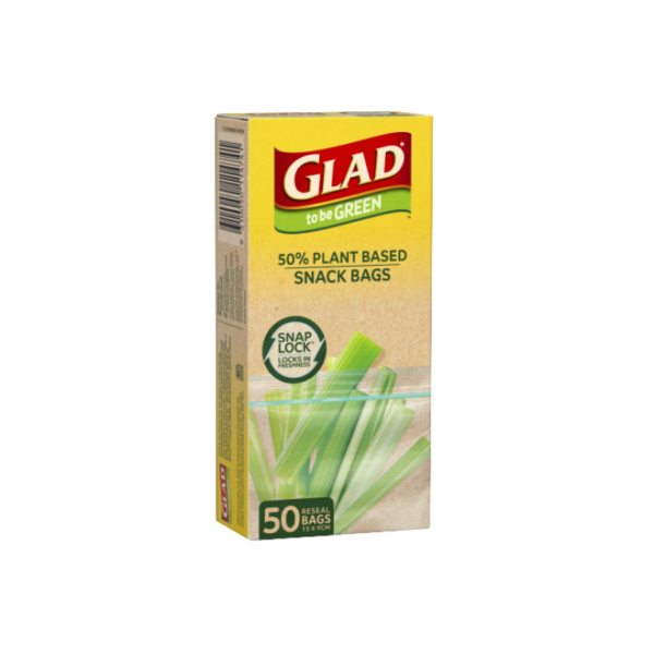 Glad to be Green Snaplock Reseal Sandwich Bags Snack Size 50 Pack