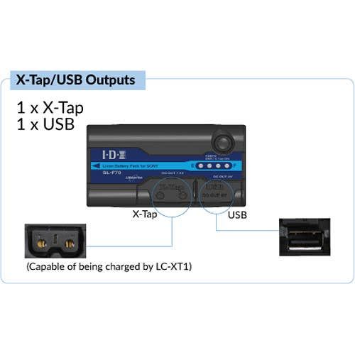 IDX ID-SL-F70 70Wh 7.2V/9600mAh Lithium ion Battery for Sony NP-F type w/USB - Image 4