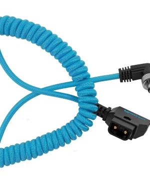 Kondor Blue Coiled D-Tap to Locking DC 2.1mm Right Angle Cable