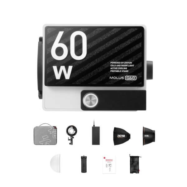 Zhiyun Molus G60 LED Monolight Bicolour 60W Combo Kit with softbox and accessories