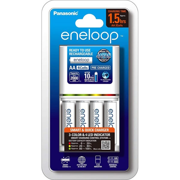 Panasonic Eneloop AA & AAA Smart & Quick Battery Charger with 4 x AA batteries included