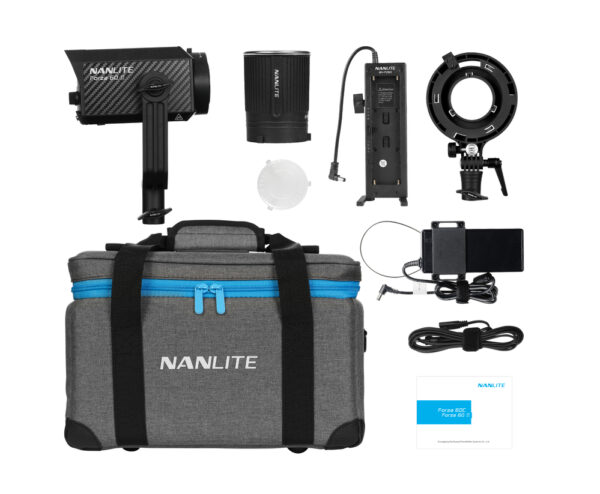 Nanlite Forza 60 II monolight 5600K LED light with Battery Handle and Bowens adaptor - Image 9
