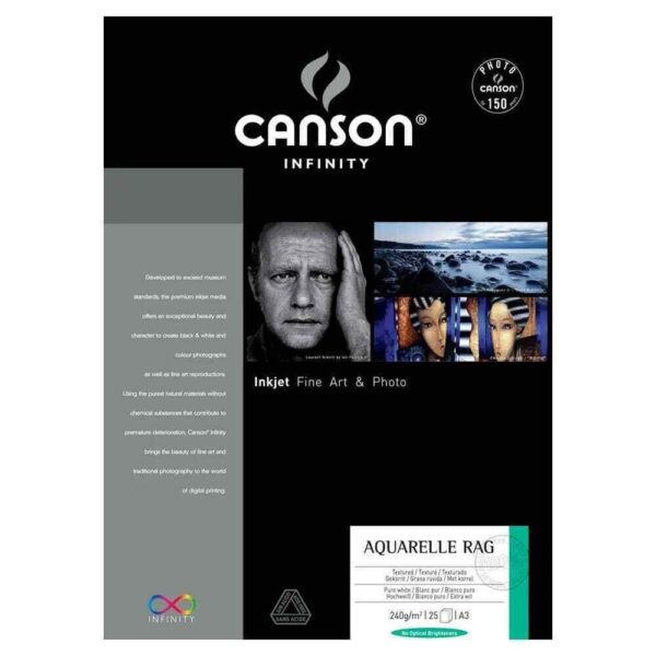Canson Infinity Aquarelle Rag 240gsm A3+ x 25 Sheets