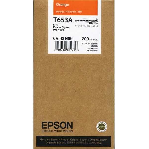 Epson 4900 Orange Ink - 200ml T653A