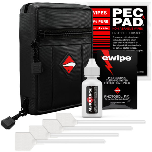 Photographic Solutions Digital Survival Kit includes 4 x 24mm Swabs, 15ml Aeroclipse, 10 x PEC*PAD sheets, 1 x e-Wipe