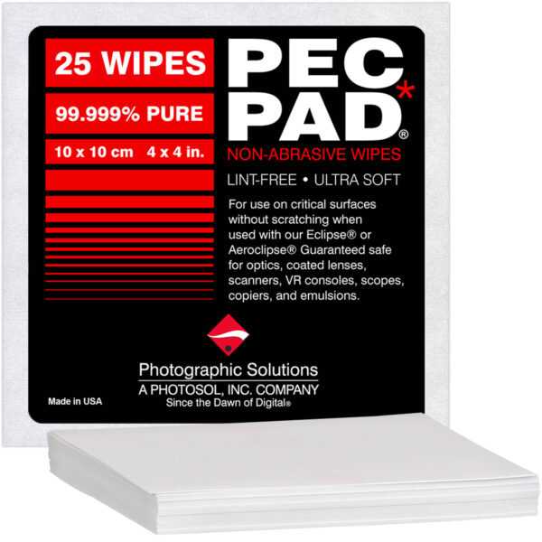 Photographic Solutions PEC*PAD 10 x 10cm Non-abrasive Lint Free Photo Wipe 25 Sheets per pack