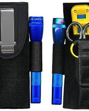 Ripoffs CO-47FL 3 Pocket Combo Holster with Flashlight Loop – 4 Multi-Tool w/ MiniMag 2AA Flashlight Loop (Clip On)