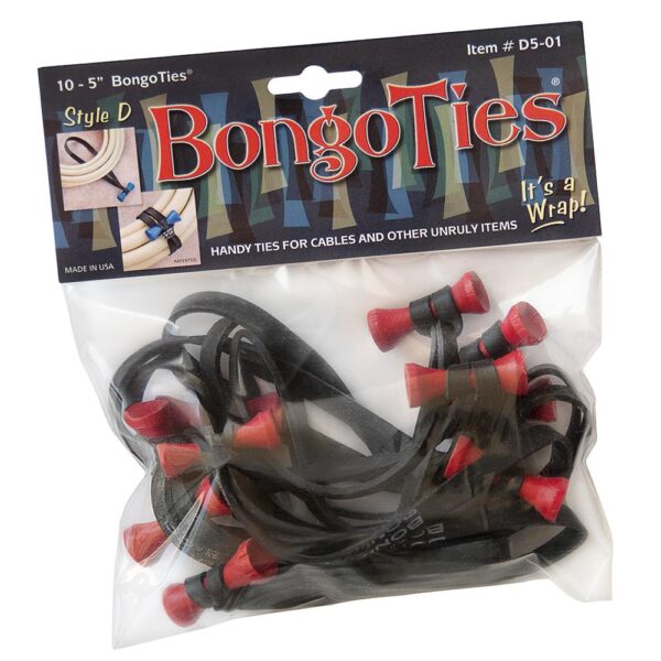 BongoTies Black with Red Bongo 10-pack