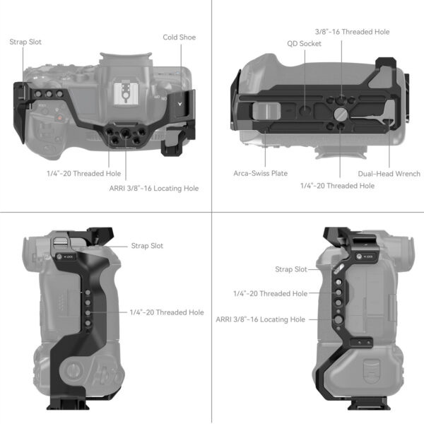 SmallRig Cage for Canon EOS R5 / R6 / R5C / R6 Mark II with BG-R10 Battery Grip 3464B - Image 3