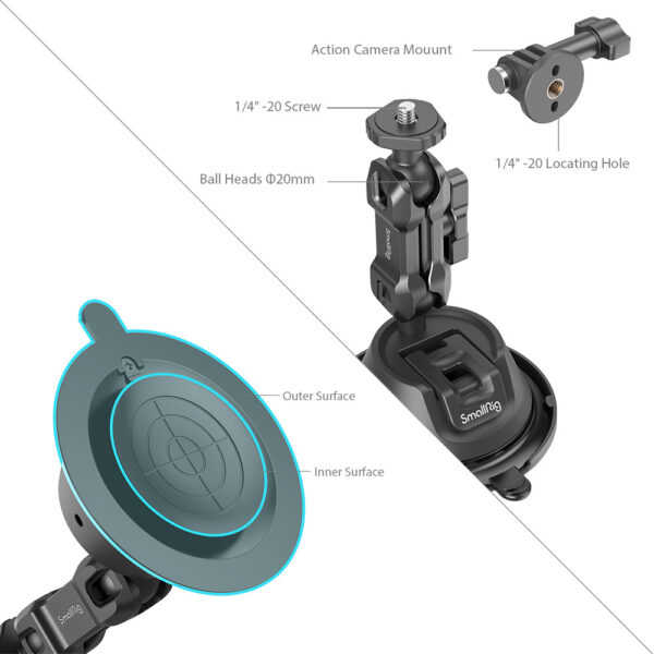 SmallRig Portable Suction Cup Mount Support for Action Cameras SC-1K 4193 - Image 5