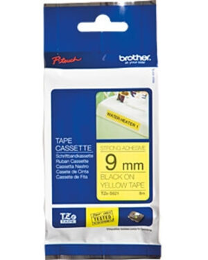 Brother TZeS621 Labelling Tape 9mm x 8m Black on Yellow