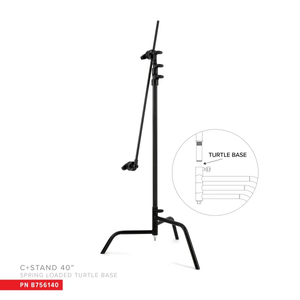 Matthews 40" C+Stand W/Spring Loaded Turtle Base, Includes Grip Head & Arm Bl