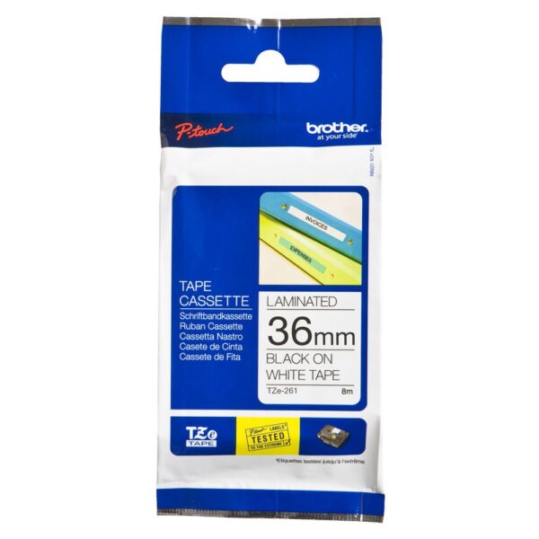 Brother TZeS261 Labelling Tape 36mm x 8m Black on White