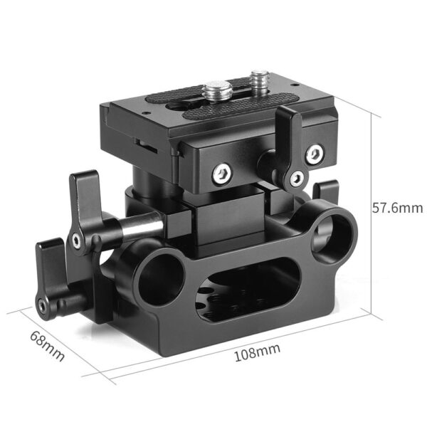 SmallRig Universal Bottom Mount Plate with 15mm Rod Support System DBC2272B - Image 5