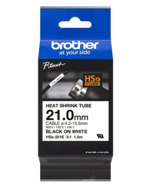 Brother HSe251E Labelling Tape 21mm x 1.5m Black on White