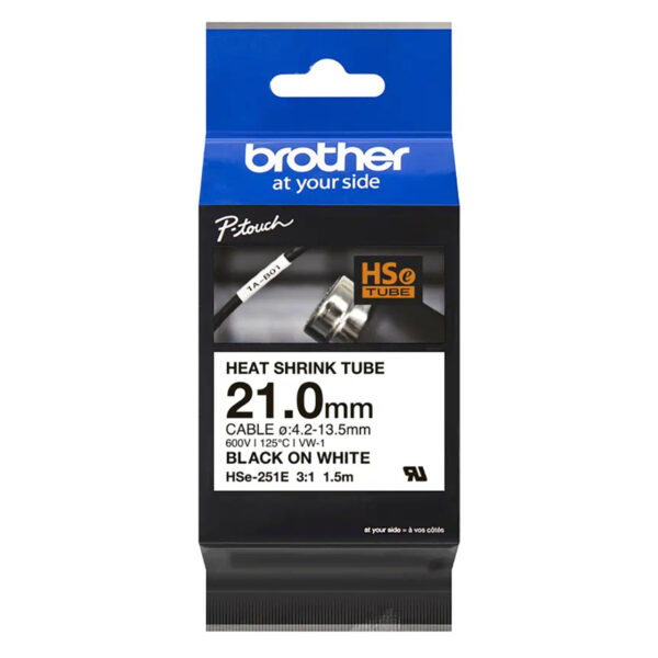 Brother HSe251E Labelling Tape 21mm x 1.5m Black on White