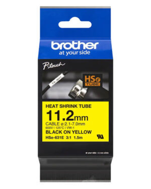 Brother HSe631E Labelling Tape 11.2mm x 1.5m Black on Yellow
